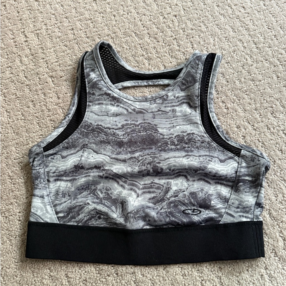 Champion Gray Marble Print Sports Bra with Black Band